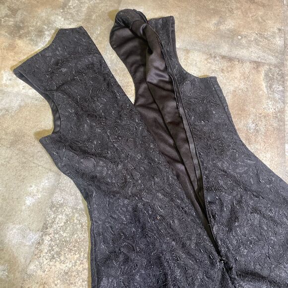 almost famous y2k black v neck collared lace zip up midi dress size small early - Picture 7 of 7